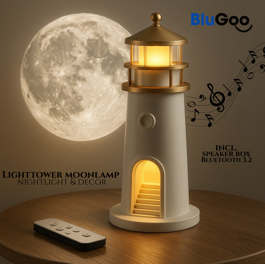 lighttower moonlamp nightlamp with star projection and jbl speaker box bluetooth